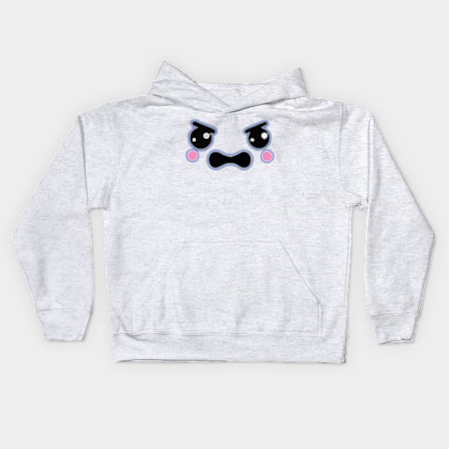 Kawaii cute angry face Kids Hoodie by kamdesigns